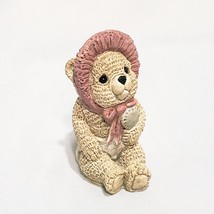 Stone Critter Littles Teddy Baby Girl with Bonnet Figurine 2&quot;  Bear  1989 - £14.74 GBP