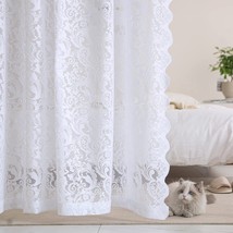 Lace Curtains 96 Inches Long-French Country Lace Sheer Curtains Farmhouse, White - £35.40 GBP