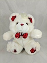 Walmart White Bear Plush 9 Inch Red Polka Dot Ears Bowtie Feet Stuffed Animal - $10.95