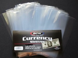 50 Loose BCW Soft Sleeve Regular Dollar Bill Currency Sleeve Protectors Holders - £4.29 GBP