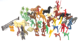 Vintage 1960’s Plastic Cowboys &amp; Indians Western Toy Figures Horses Marx... - $93.00
