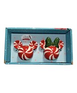 Salt &amp; Pepper Shakers Christmas Mickey and Minnie Mouse Peppermint Swirl... - $31.07 CAD