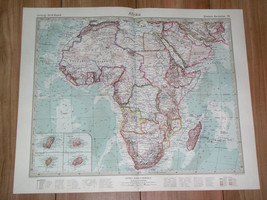 1927 Vintage Map Of Africa / British French Spanish Former German Colonies - £23.96 GBP