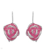 $75 DESIGNER ROSE SCULPTED PINK CRYSTALS .925 STERLING EARRINGS**VALENTI... - $28.70 CAD