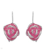 $75 DESIGNER ROSE SCULPTED PINK CRYSTALS .925 STERLING EARRINGS**VALENTI... - £27.52 GBP