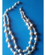 Vintage Jewelry Necklace Silvertone Rose Bead Double Strand Necklace Choker - $82.04 CAD