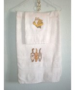 New Handmade OOAK 2 piece Bathroon Set, Bath and Hand Towel Kitty Cats - £12.78 GBP