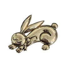 Best Silver Tone Easter Bunny Rabbit Brooch Necklace Pendant  - $15.78