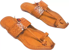 Mens Jesus Flat Kolhapuri Leather chappal HT104 ethnic BOHO Sandals US s... - $39.73