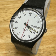 VTG &#39;86 Swatch Swiss Quartz Watch Classic Two GB709 Men Black White New ... - £36.44 GBP