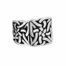 Large Celtic Trinity Knot Ring Mens Stainless Steel Norse Viking Band Sizes 8-15 - £15.97 GBP
