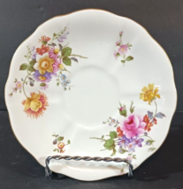 Royal Crown Derby Posie Ely Chelsea 5 3/8&quot; Saucer White Gold Trim Floral Posies - $7.91