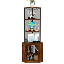 Corner Shelf with Doors, 6-Tier Cabinet &amp; Wine Glass Rack Storage - $2,030.00 MXN
