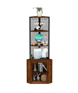 Corner Shelf with Doors, 6-Tier Cabinet &amp; Wine Glass Rack Storage - $1,996.52 MXN