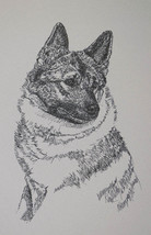 Norwegian Elkhound Dog Art Portrait Print #18 Kline adds your dogs name ... - £39.29 GBP