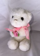Russ Berrie White 5” Plush #1 MOMTeddy Bear Mothers Day Gift Pink Flower... - £7.82 GBP