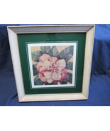 VTG  16 x 16&quot; Antique Rustic Farm House Floral Print White Washed Frame - €22,82 EUR