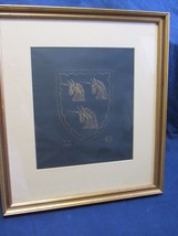 Shield Crest Paris Family Cambridgeshire Hand Drawn Unicorn 1980 Framed ... - £28.43 GBP