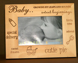 Engraved Wood Baby Picture Frame 4x6 by Sixtrees - £9.66 GBP