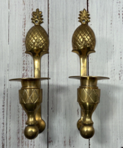 Vintage Pair Brass Pineapple Wall Candleholder Sconces ~ PWF Solid Brass India - £27.90 GBP