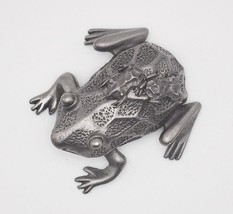 Pewter Mama Frog Shaped Ring Box with Attached Baby Frog Earrings by Torino - $24.74