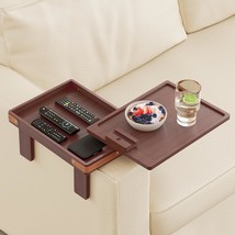 Rose Brown Sofa Armrest Tray With Storage Box, Bamboo Couch Arm Table, P... - $44.99