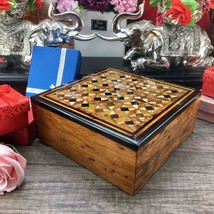 Christmas gift Square Shaped jewelry box, thuya wooden organizer from Morocco - £73.95 GBP