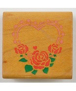 Wood Mounted Rubber Stamp By Comotion Rubber Stamps Heart Roses Scapbook... - £6.14 GBP