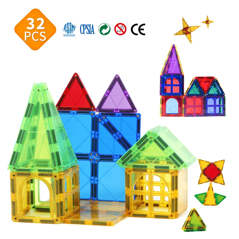 32Pcs Big Size Montessori Educational Toys Magnetic Building Blocks Construction - £45.88 GBP+