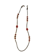 Women&#39;s Eyelglass Holder Black Seed Beads Maroon/Gold Beads Silvertone S... - $7.13