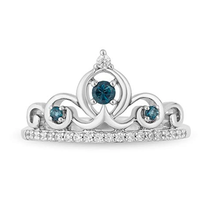 Enchanted Disney Cinderella Round London Blue Topaz Ring, 1/6 Ct Simulated Diamo - £52.31 GBP