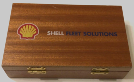 $19.99 Shell Fleet Solutions Promotion Stud Poker Chips Cards Dice Box V... - £8.53 GBP