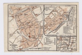 1911 Original Antique Map Of Stendal / Tangermunde / SAXONY-ANHALT / Germany - £17.13 GBP