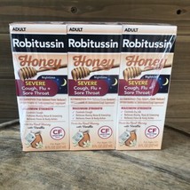 3PK Robitussin Honey Severe Cough, Flu + Sore Throat Nighttime ~ 8OZ Exp 2/25 - £26.11 GBP