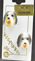 Bearded Collie Dog Earrings Novelty Jewelry Post Earrings Accessory Figural Pet - £3.97 GBP
