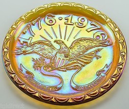Vintage Indiana Glass Plate American Bicentennial Amber Carnival Eagle 1776 1976 - £11.40 GBP