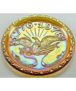 Vintage Indiana Glass Plate American Bicentennial Amber Carnival Eagle 1776 1976 - £11.46 GBP