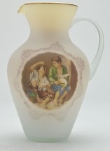 Ardalt Cream Art Glass Pitcher Italian Scene 10.5&quot; Tall Collectible Decor Italy - $38.69