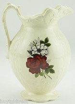 Vintage Yancey Edition Floral Pattern Pitcher 1979 Collectible Art Pottery Rose - £23.19 GBP