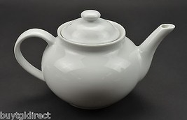 Porcelain White Lidded Teapot 6&quot; Tall Decorative Collectible Home Decor Tea Pot - £18.99 GBP