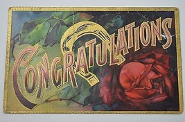 Vintage Postcard Congratulations Early 1900&#39;s Greetings Collectible Art Decor - $12.59