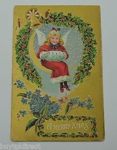 Vintage Paper Greeting Postcard A Merry Xmas 1910 Christmas Collectible Artwork - £11.46 GBP