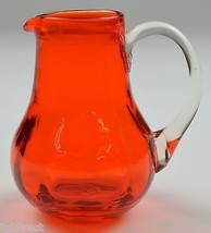 Vintage Blown Glass Creamer Pitcher Amberina 3.75&quot; Tall Collectible Home Decor - £11.45 GBP