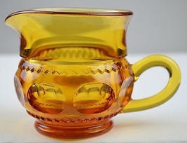 Vintage Indiana Glass King&#39;s Crown Amber Pattern Creamer 3&quot; Tall Collectible - £8.57 GBP