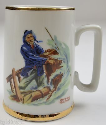 Primary image for Vintage Norman Rockwell Braving The Storm 1985 Collectible Mug With Gold Trim