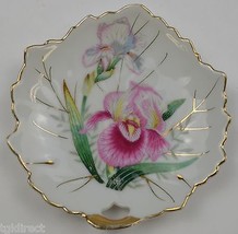 Vintage Nasco Ring Dish Pink Floral Gold Trim 4&quot; Wide Collectible Japan China - £10.02 GBP