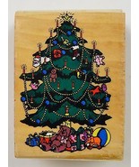 Wood Mounted Rubber Stamp Christmas Tree With Presents Underneath Arts C... - £6.14 GBP
