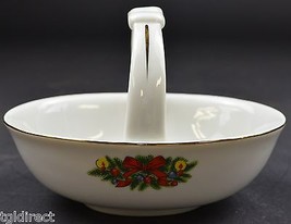 Vintage Jamestown China Christmas Treasure Porcelain Handled Basket 4.5&quot; Tall - £15.12 GBP