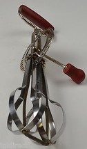 Vintage Edlund Company Stainless Steel Hand Mixer Red Wood Handles Kitch... - $14.50