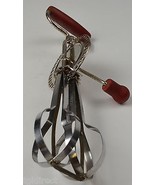 Vintage Edlund Company Stainless Steel Hand Mixer Red Wood Handles Kitch... - £11.58 GBP